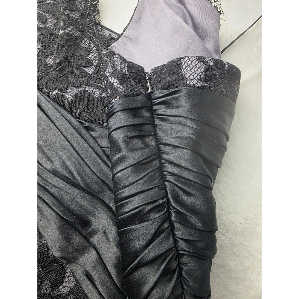 Anne Klein Black Lace Spaghetti Strap Sheath Dress Silk Satin Waist Sz 16 - Picture 9 of 13